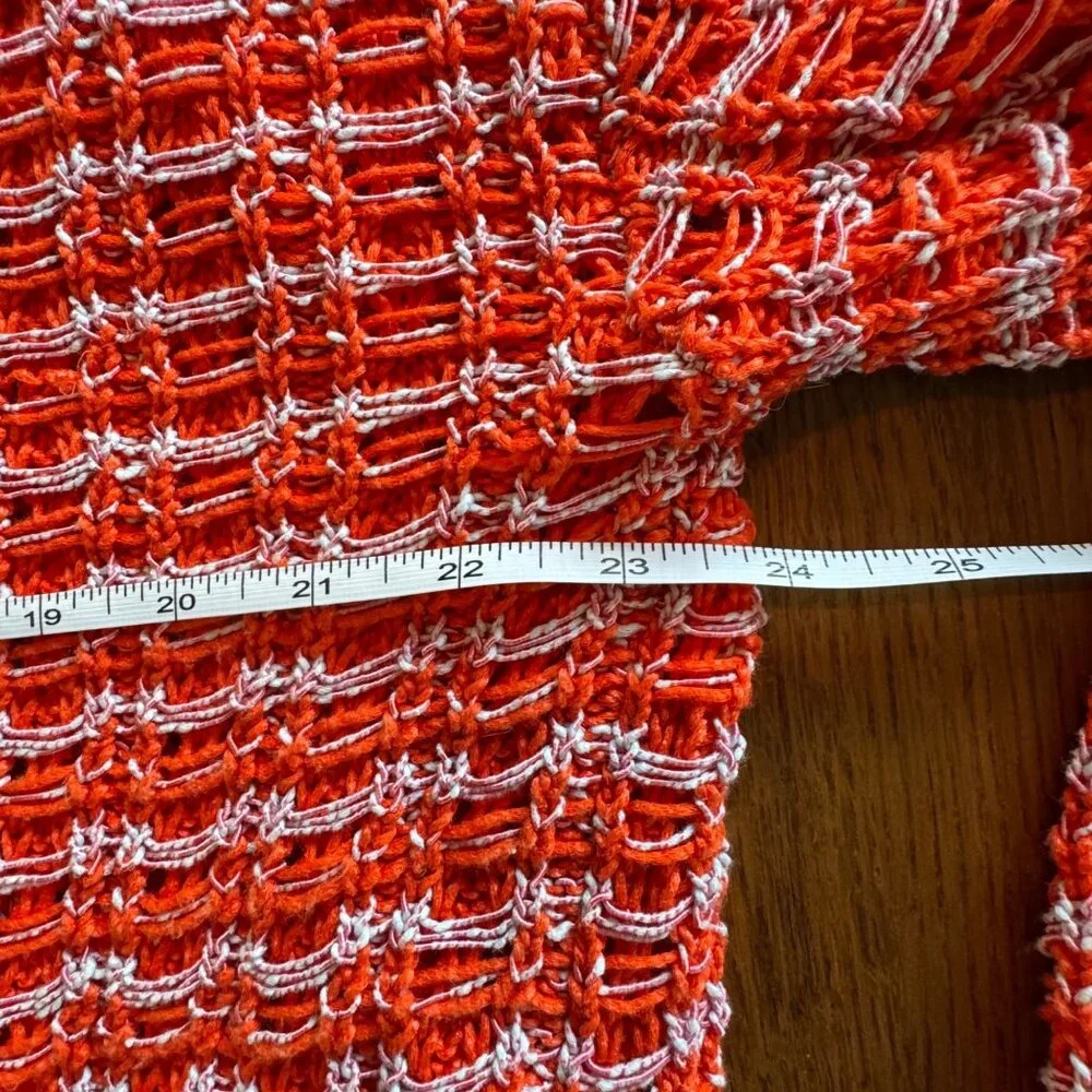 ANTHROPOLOGIE Happy Sheep Textured Cardigan Womens Large L Sweater Orange Red - Picture 11 of 14